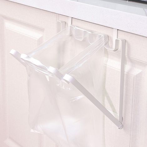 Support de poubelle de cuisine en fer forgé, porte-sacs poubelle, support pour sacs plastiques, support de poubelle, étagère de rangement, blanc (1/5)