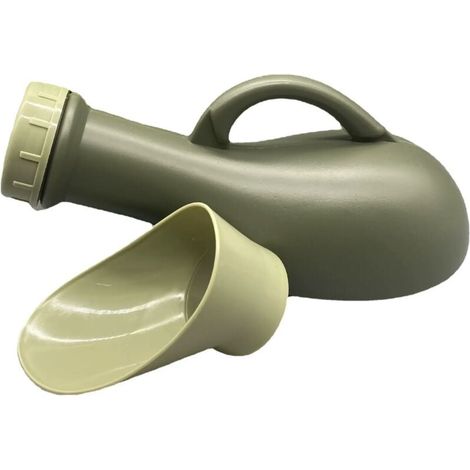 Tragbares Unisex-Urinal für Männer und Frauen: Urinpistole mit Griff und Deckel, Reiseurinal, Betturinal, Campingurinal, 1 Liter, olivgrün (1/3)