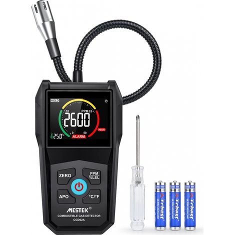 Detector de fugas de gas para gas natural, carbón, metano, propano, butano, GLP, GNL, alarma sonora, LED digital, portátil, para ciudad, autocaravana, casa, cocina, garaje, recargable (1/5)