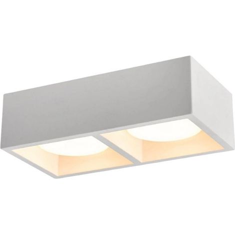 Applique in Gesso Rettangolare Verniciabile GX53 2 Luci – Plafoniera Soffitto 210x110 mm con Lampadine Incluse CCT