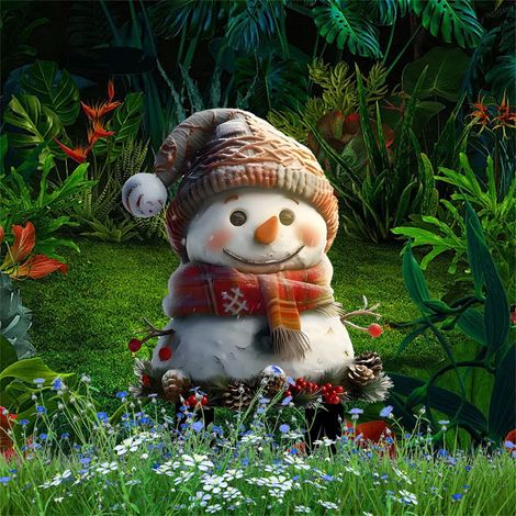 Support Pour Pot De Fleurs - Piquet En Bois Avec Insert Acrylique Bonhomme De Neige - Décoration De Jardin Extérieur Pour Noël - 1 Pièce (1/5)