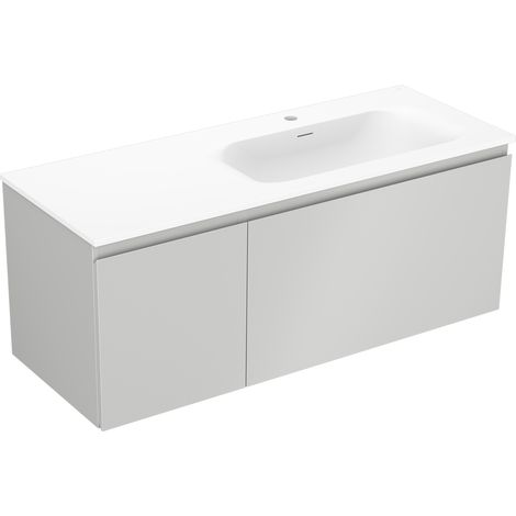 Mexen Orio Badezimmerunterschrank 120 cm mit Waschbecken Vela rechts, 1S, 1D, grau matt/weiß matt - 91A13-12047-3-BBFF62-W23P01 (1/5)