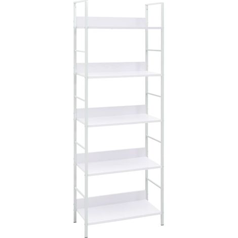 Vidaxl – Bibliothèque à 5 niveaux blanche en aggloméré et acier – Dimensions 60x27,6x158,5 cm – Capacité 75 kg – Design moderne et compact (1/5)