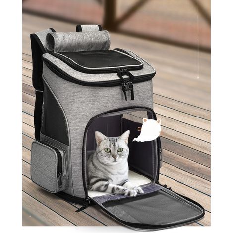 Sac à Dos pour Animaux domestiques Gris 6.5 KG avec Poches latéralesIncluse Sac de Transport Chien Chat Rongeur (1/5)