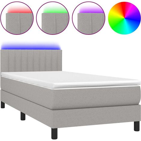 Maison Exclusive - Letto a Molle Materasso e LED Grigio Chiaro 90x200 cm Tessuto (1/5)