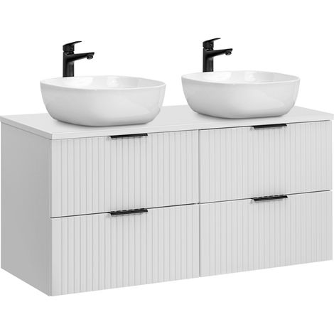 Doppelwaschtisch 120 cm mit Waschbecken in matt weiß gerillt B/H/T 120,6/74,2/46,5 cm ADELAIDE-56-WHITE (1/5)