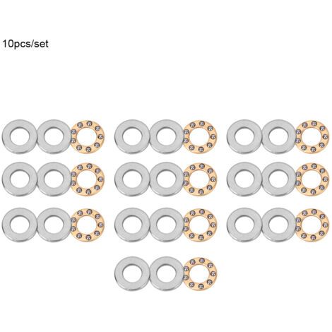 QORVA-Jeu de roulements à billes de poussée miniatures en acier plat de haute précision, 10 pièces (F5-12M 5x12x4mm) (1/5)