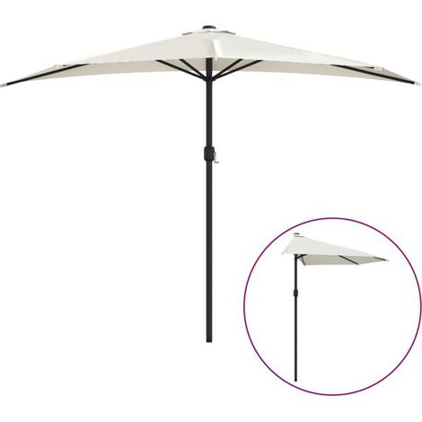 Parasol de balcon avec mât en aluminium sable 300 x 155 cm Demi - Ombrelle jardin terrasse balcon extérieur résistant (1/5)