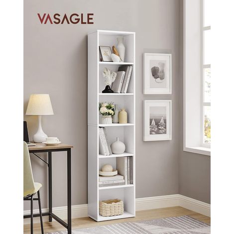 VASAGLE Libreria, Libreria Scaffale a 6 Ripiani, per Soggiorno Studio Ufficio Camera da Letto, Stile Scandinavo, 40 x 24 x 178,5 cm, Bianco (1/5)