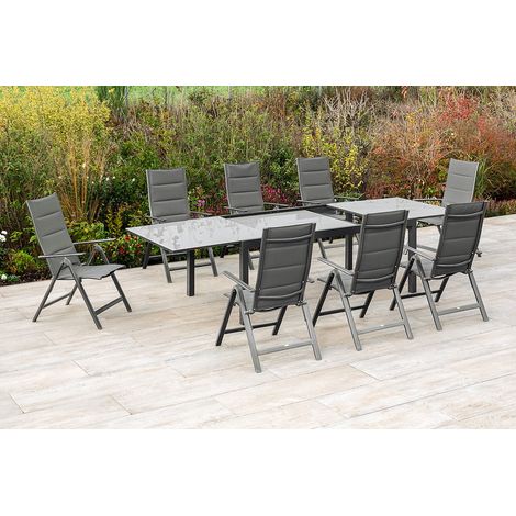 Taviano Set 9tlg 8 Sessel Semi Tisch 200(300)x100cm