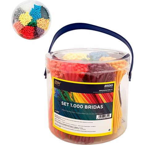 Set de 1000 colliers de serrage nylon 100mm – Couleurs assorties – Pour gestion câbles et bricolage – Résistance élevée
