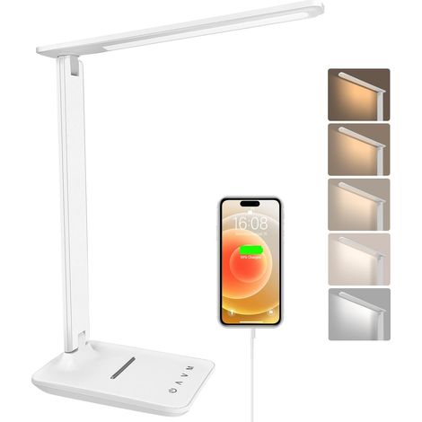 Lampe de table LED pliable, lampe de chevet à intensité variable, 5 modes de couleur et 5 niveaux de luminosité pour chambre à coucher, lecture (1/5)