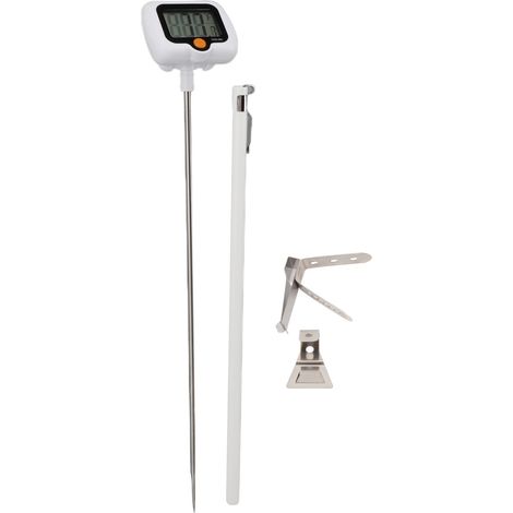 Thermomètre numérique à bonbons avec pince pour casserole, en acier inoxydable, sonde à 180°, pour grillades, fritures et barbecues, blanc (1/5)