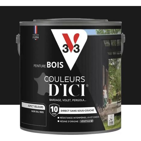 Peinture Acrylique pour Bois Extérieurs 10 ans V33 Couleurs d'ICI Velours Noir 2 L (1/4)