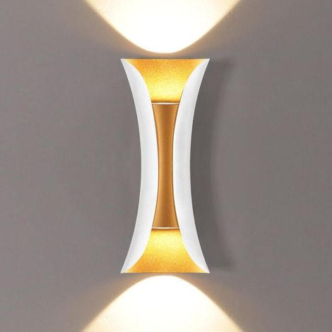 20W Créatif Moderne Applique Murale LED Lampe Murale Imperméable IP65 Aluminium Lèche-murs LED Intérieur Extérieur blanc + or (1/5)