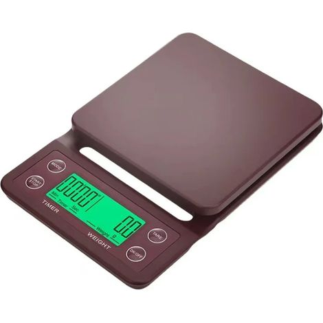 Balance électronique avec minuteur pour la préparation du café, 3 kg/0,1 g et 5 kg/0,1 g, pour cafetière filtre, portable, de cuisine, avec écran LCD.-AquaForge