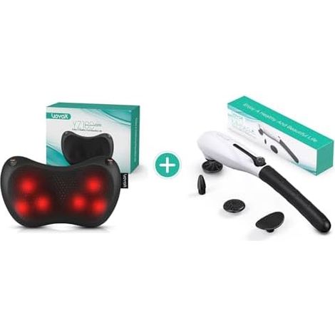 Coussin de massage Shiatsu avec chaleur + Appareil de Massage Dos à Main Puissant pour Cervical à Percussion Massage, le soulagement des douleurs corporelles (1/5)