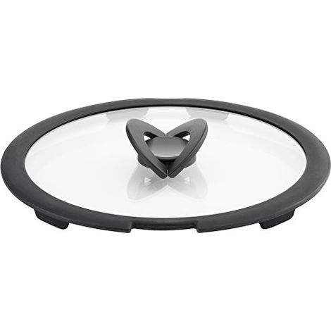 Lagostina Ingenio Induction Coperchio in Vetro e Silicone, Nero e Trasparente, 24 cm (1/4)