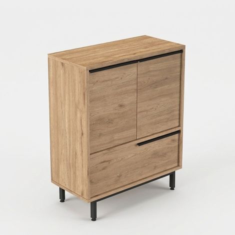 Platzsparender Schuhschrank aus Holz mit Metallbeinen Rhyol - Walnuss (1/4)