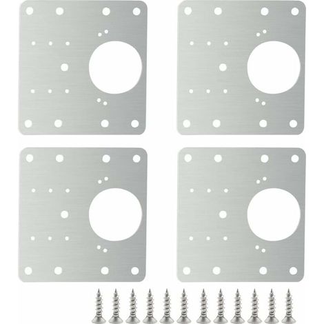 Ahlsen 4er-Pack Scharnier-Reparaturplatten aus Edelstahl, Reparaturteil für Scharnier-Seitenplatte mit Befestigungsschrauben für Holz, Möbel, Regale, Schränke. (1/5)