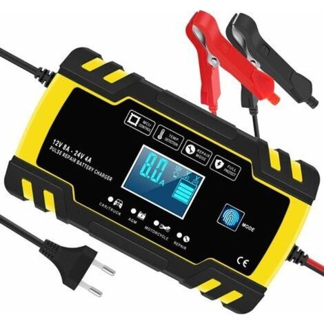 Chargeur de Batterie Intelligent 12V/24V 8A, 3 Étapes de Chargeur Batterie Mainteneur et Automatique Réparation Fonction pour Voiture Moto Camion, AGM, Gel, Wet, SLA(6-150AH) (1/3)