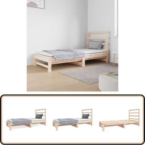 Lit coulissant sans matelas 2x(90x190) cm - Lit Convertible - Canapé Lit - Lit Design - Lit Bois - Lit Pin