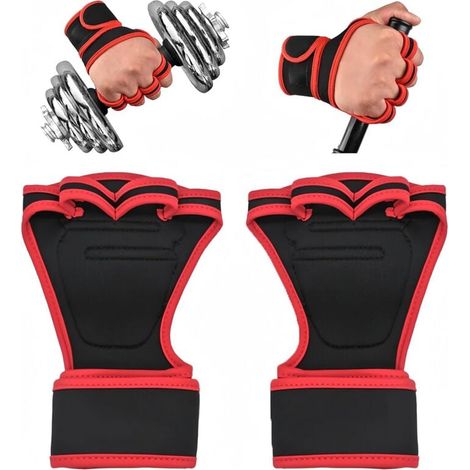 gants sport, gants musculation, 2 Pièces Renforcement de la Prise et Protection de la Paume et du Poignet - Gants de Sport pour Gym, Entraînements, Gymnastique, Traction (1/4)