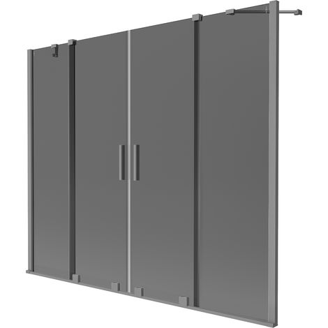 Mexen Velar Duo Badewannenfaltwand, 2-teilig, verschiebbar, 180 x 150 cm, Graphit, Gun Metal - 896-180-000-42-95 (1/2)