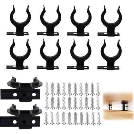 Lot de 10 clips de fixation pour plinthes de cuisine, avec 30 vis, clips de fixation pour plinthes de cuisine, pour pieds de cuisine de 32 à 42 mm, noir (1/5)