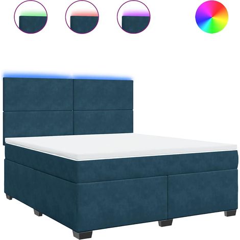 Maison Exclusive - Sommier à lattes de lit et matelas bleu 180x200 cm velours (1/5)