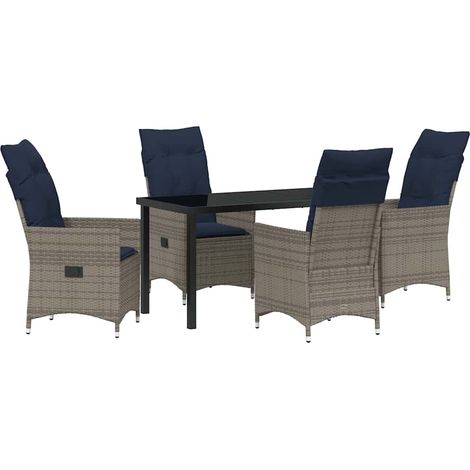 Maison Exclusive - Set di tavolo e sedie con cuscino 5 pcs Grigio Rattan in PE (1/5)