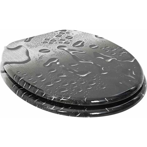 Siège de toilette à fermeture douce Gris 44 x 38 cm Panneau MDF (1/5)