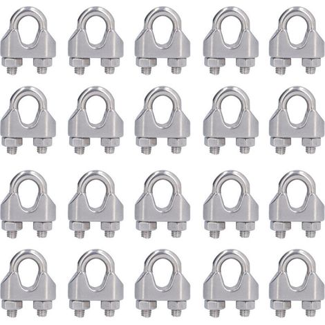 20 Pièces Colliers de Câble en Acier Inoxydable M6 (6mm) pour Câbles et Cordages