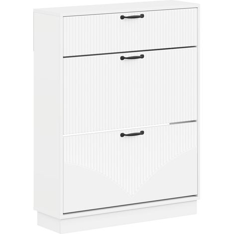 Schuhschrank HOORN 78 x 24 x 100 cm Holzwerkstoff Weiß vidaXL (1/5)