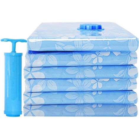 Juego de 6 bolsas de compresión al vacío con bomba manual para viajes, sala de estar y hogar - Reutilizables - 80 x 60 cm (1/5)