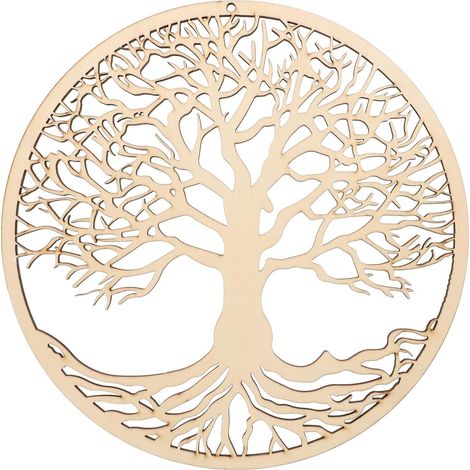 Arbre de Vie, ornement mural en bois rustique pour chambre à coucher. Décoration murale suspendue en bois. (1/5)