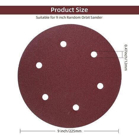 225mm Disque de Ponçage, 30 Pcs Disque a Poncer, 6 trous Disque Ponceuse Girafe, Papier Abrasif pour Ponceuse à Sec Ponceuse Girafe (1/4)