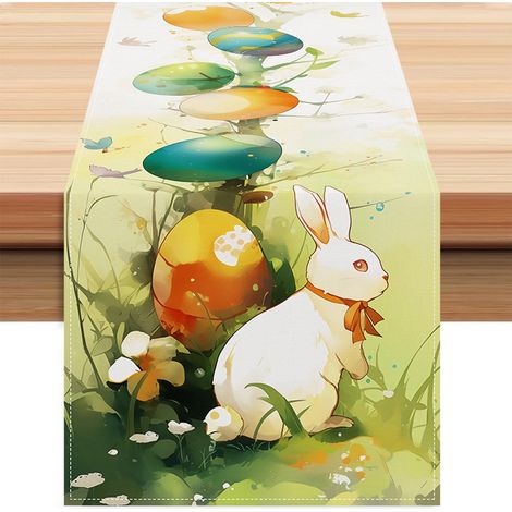 Tischläufer in Ostereierform, Tischdecke, dekorative Tischdecke für Partys, Tischdecke für Zuhause, Wohnzimmer, Schränke, Unterlage, Teefahne (1/2)