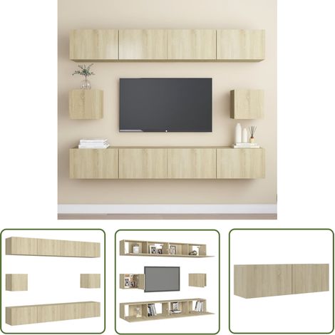 SKM Ensemble de meubles TV 6 pcs Chêne sonoma Aggloméré (1/5)