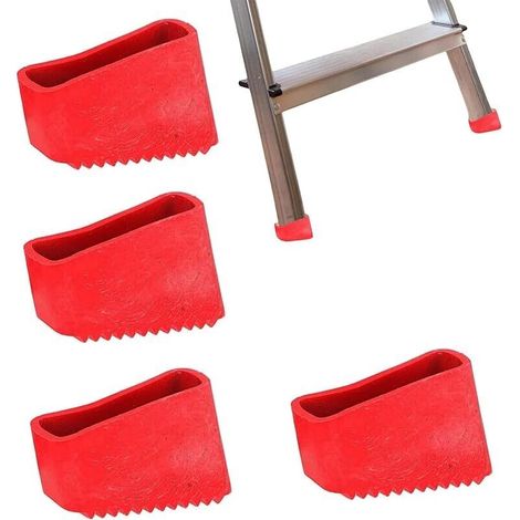 4PCS Patin Echelle 50x20 mm, Patin Escabeau Universel en Caoutchouc, Antidérapants et Réduisant le bruit, Pieds de rechange pour échelles pliantes, extensibles et de chantier (Rouge)
