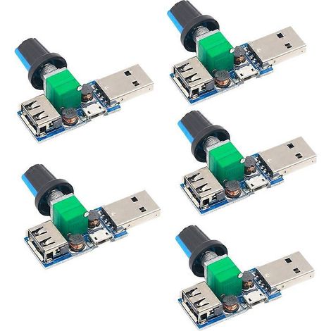 Lot de 5 mini ventilateurs USB : régulateur de vitesse, contrôle du débit d'air, refroidissement silencieux, interrupteur multifonction. (1/5)