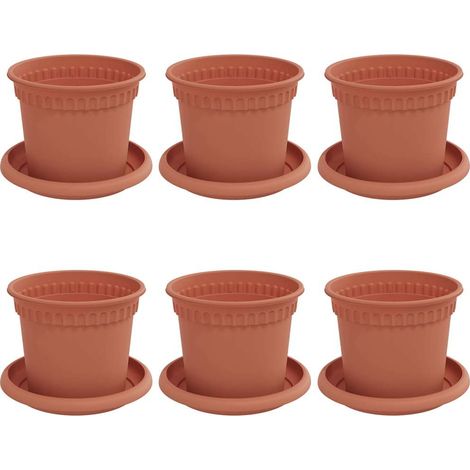 Macetas 6 pcs Rojo Ladrillo Ø 12,5 x 10 cm Plástico vidaXL