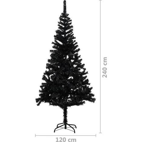 Sapin de Noël Noir artificiel 240 X 120 cm et pied support pour un Noël original. (1/5)