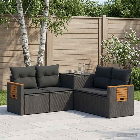 vidaXL Set di divani 5 pz Nero Rattan sintetico e Acciaio (1/5)