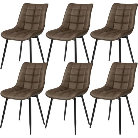Lot de 6 Chaises de Salle à Manger WOLTU, Chaises de Cusine, Assise rembourrée en Similicuir, pieds en métal, Brun (1/5)
