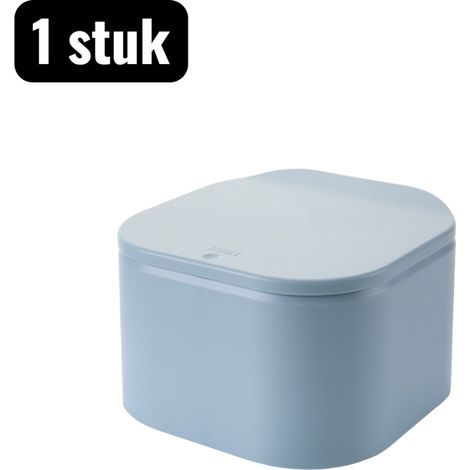 Mini poubelle de bureau avec couvercle à ouverture par pression couleur bleue (1/5)