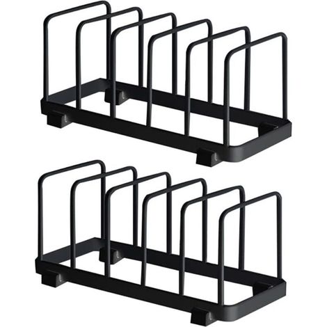 Égouttoir à vaisselle vertical, organisateur de vaisselle, étagère de rangement pour vaisselle, égouttoir à vaisselle en métal antidérapant pour tiroirs et placards de cuisine (noir, lot de 2) (1/5)