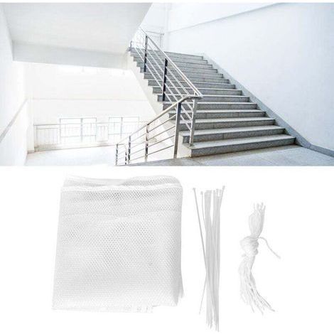 pair Filet Sécurité Balcon 3m Protection Enfants Animaux Maille Garde-Corps Escalier Blanc (1/4)