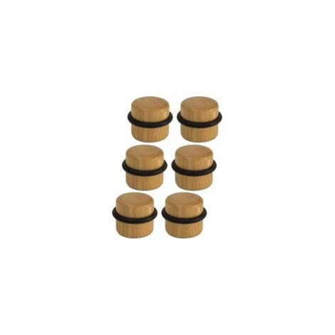 Arrêts de Portes - Butée de Porte Adhésive en Bois pour Sol - Butoirs de Porte Protection de Portes et Murs - Pack 6 unités (Bois de Sapelli) (1/3)