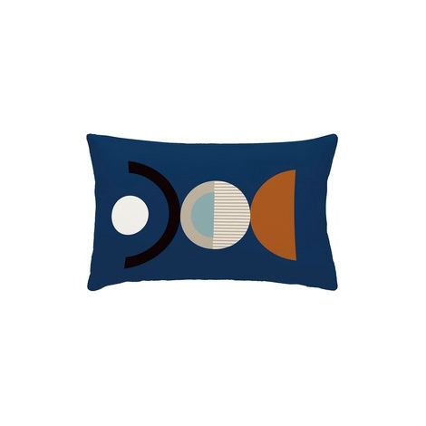 Coussin déhoussable en polyester avec formes géométriques Neoline - Bleu - 30 x 50 cm - Livraison gratuite (1/3)